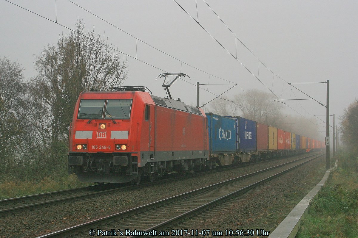 DB 185 246 mit Containerzug am 07.11.2017 in Hamburg-Moorburg
© Patrik´s Bahnwelt